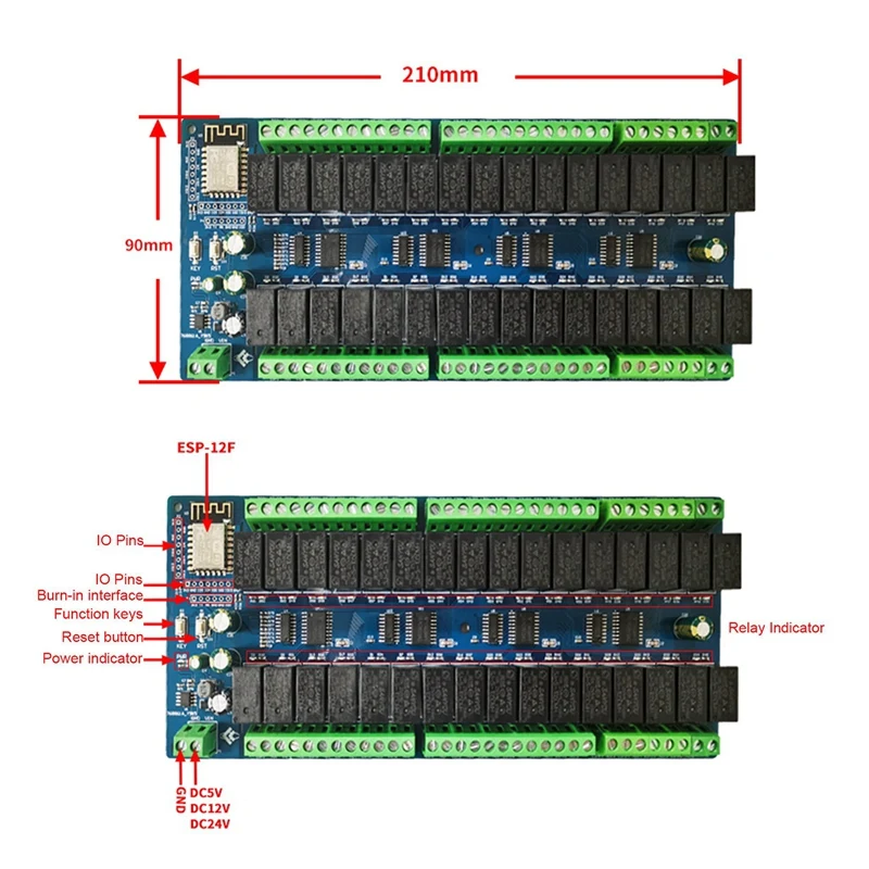 Imagem -06 - Placa de Desenvolvimento Esp8266 Dc24v Power Supply Wifi Módulo de Relé de 32 Vias Esp12f Placa de Desenvolvimento Secundário