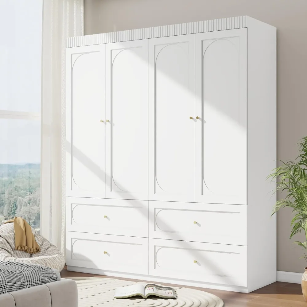 Bedroom Armoire Wardrobe Closet with 4 Drawers: 74