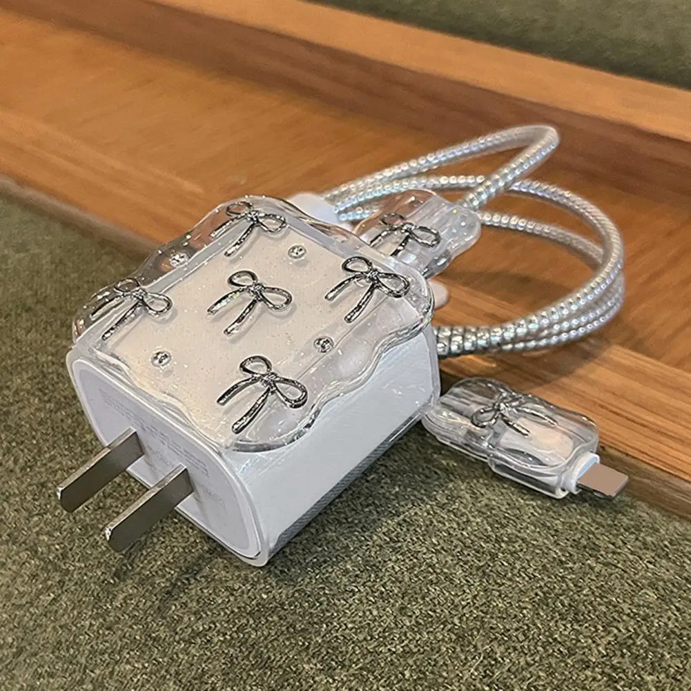 Защитный чехол для iPhone, 20 Вт, USB-C, зарядный кабель, 3D-бантик, адаптер питания, зарядное устройство, защитный чехол, защита для зарядного шнура