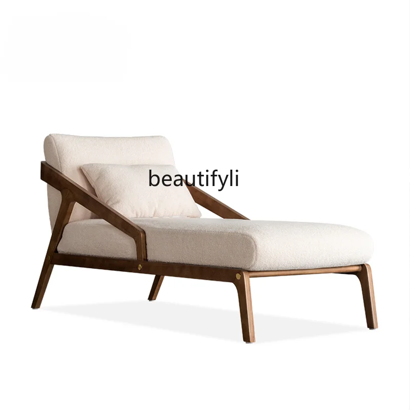 

zq Solid Wood Chaise Longue Ash Single-Seat Sofa Chair Reading Chair Balcony Room Lunch Break Chair