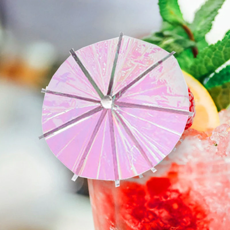 10Pcs Mini Cocktail Rainbow and Gold Umbrella Set Summer Beverages Rainbow Watermelon Paper Cup Cake Party Decoration