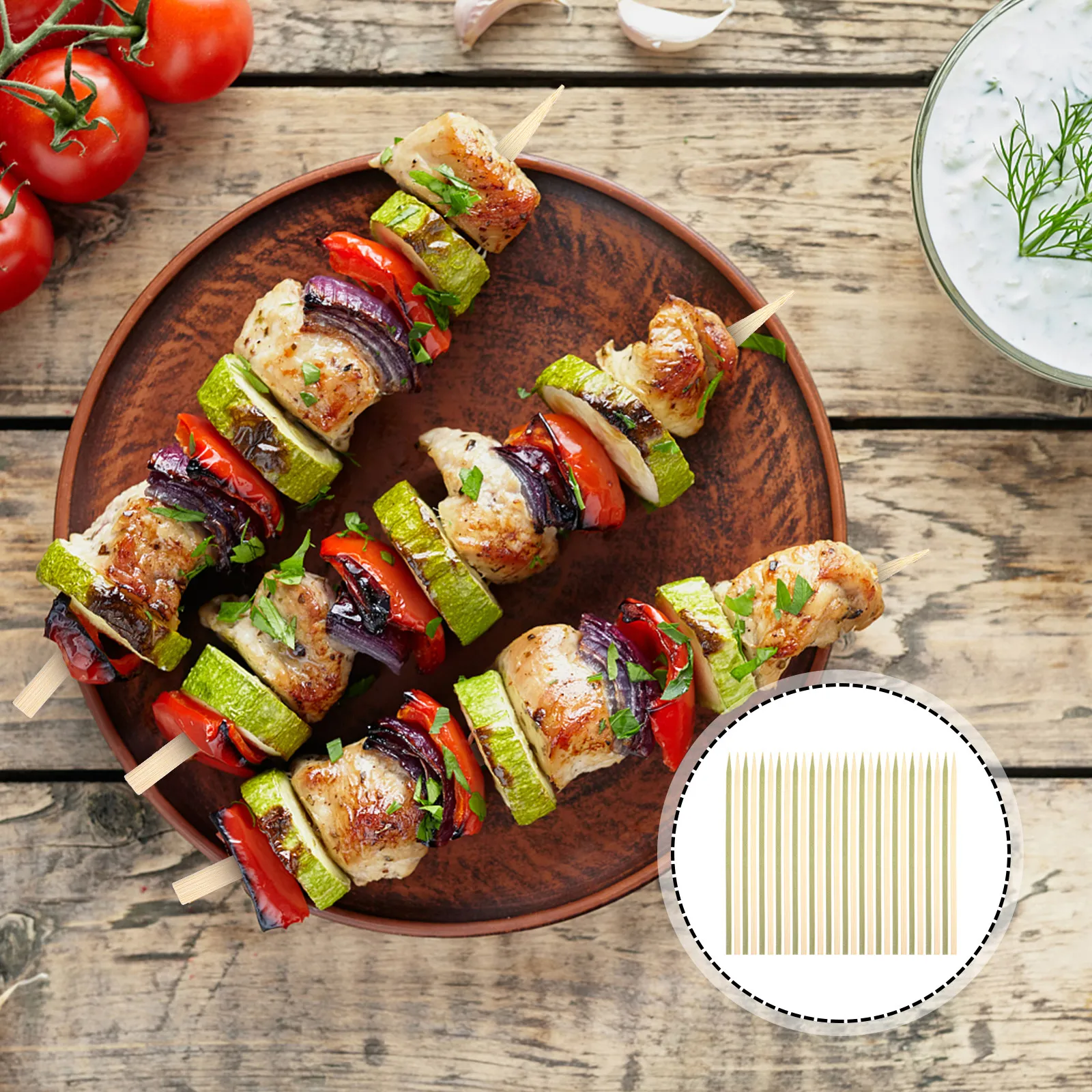 

200Pcs Premium Bamboo Skewers for Bbq Grilling Roasting Marshmallow Campfire Fondue Lightweight Smooth Disposable Barbecue