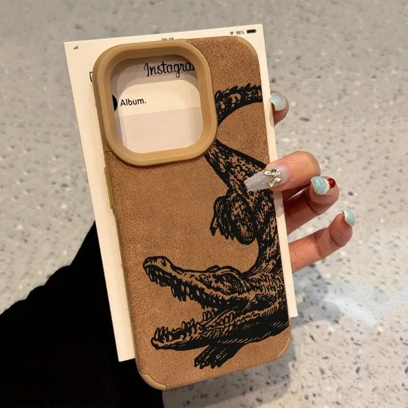 Coque de téléphone en TPU motif Crocodile noir, étui texturé en Faux cuir pour iPhone 17 16 Pro Max 15 14 13 12 11 XS Max XR XS 16 Plus