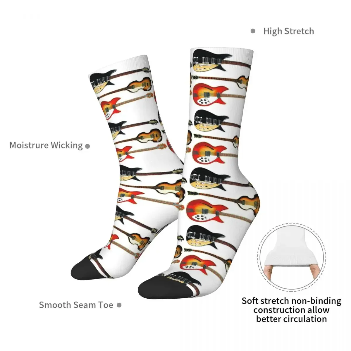 Rickenbacker Guitars And Hofner Bass Socks Harajuku High Quality Stockings All Season Long Socks Accessories for Unisex Gifts