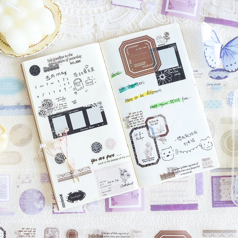 Card Lover 60 mm * 2 m 1 Rolle [Silk Rhyme Flower Edge Series] Handzelt-Basis-Abdeckband, gestanztes PET-Klebeband-Set, Washi-Tape-Material