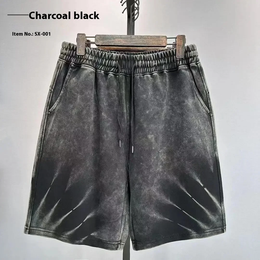 Men's Casual Streetwear Shorts Worn-out Washed Loose Fit Vertical Stripe Breathable Outdoor Summer Fashion Leaf Pattern Comfort