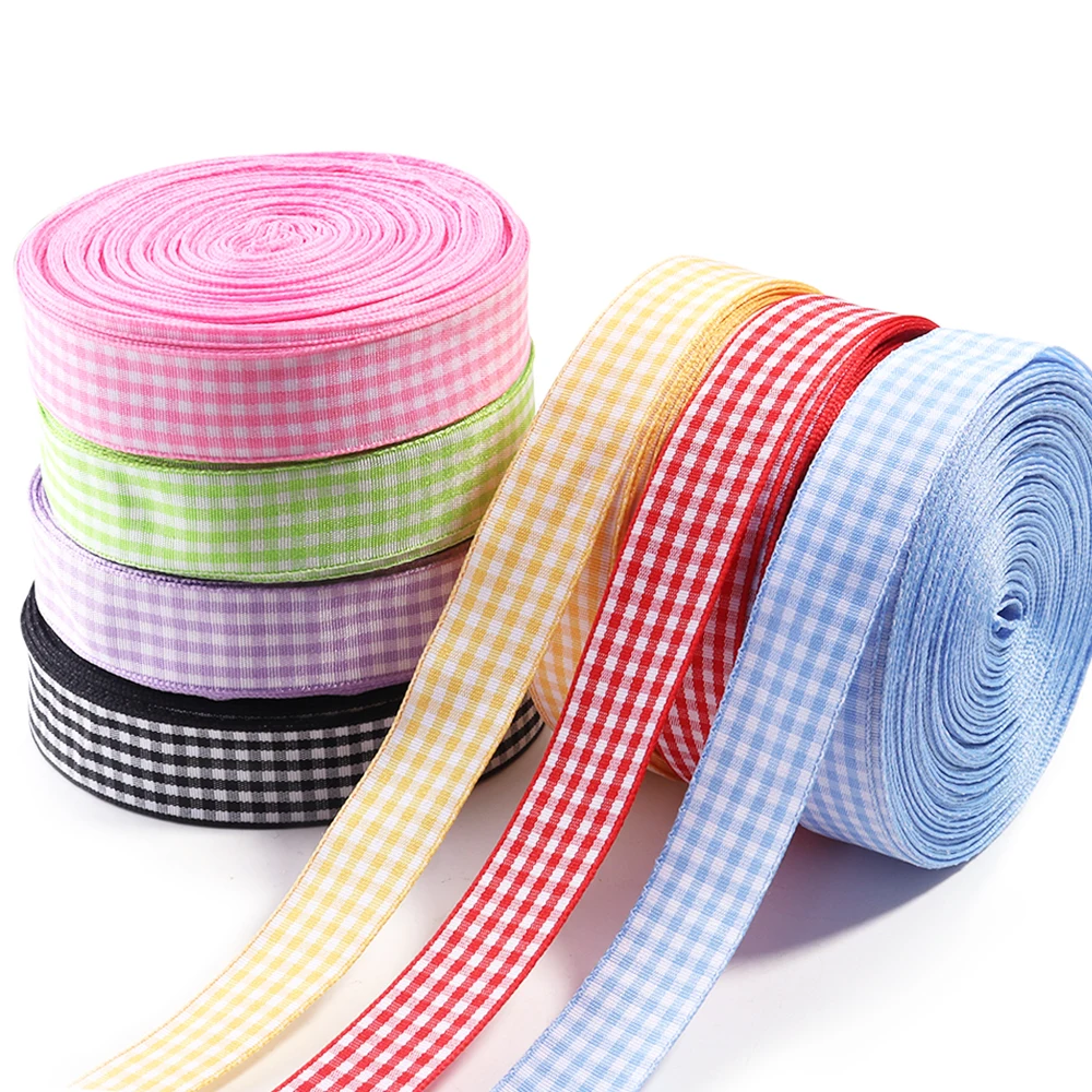 10 Yards 6 10 15 20 25mm Karierter Polyester-Geschenkband Bunt für Handgemachte Schleifen, Geschenkverpackungen, DIY-Weihnachts- und Partydekoration – Detail 4