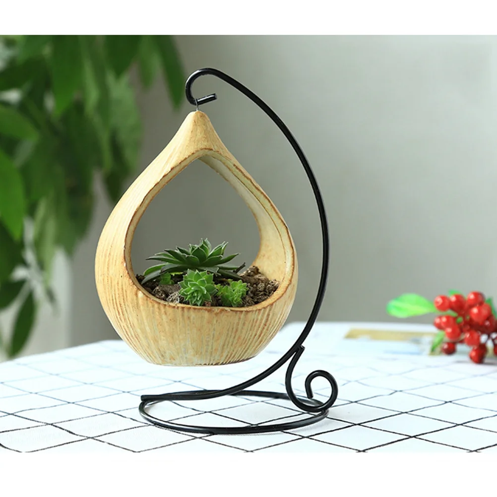 

Iron Stand Hanging Basket Flower Pot For Home Office Garden Wall Mount Desktop Balcony Plant Container Decorative Vase