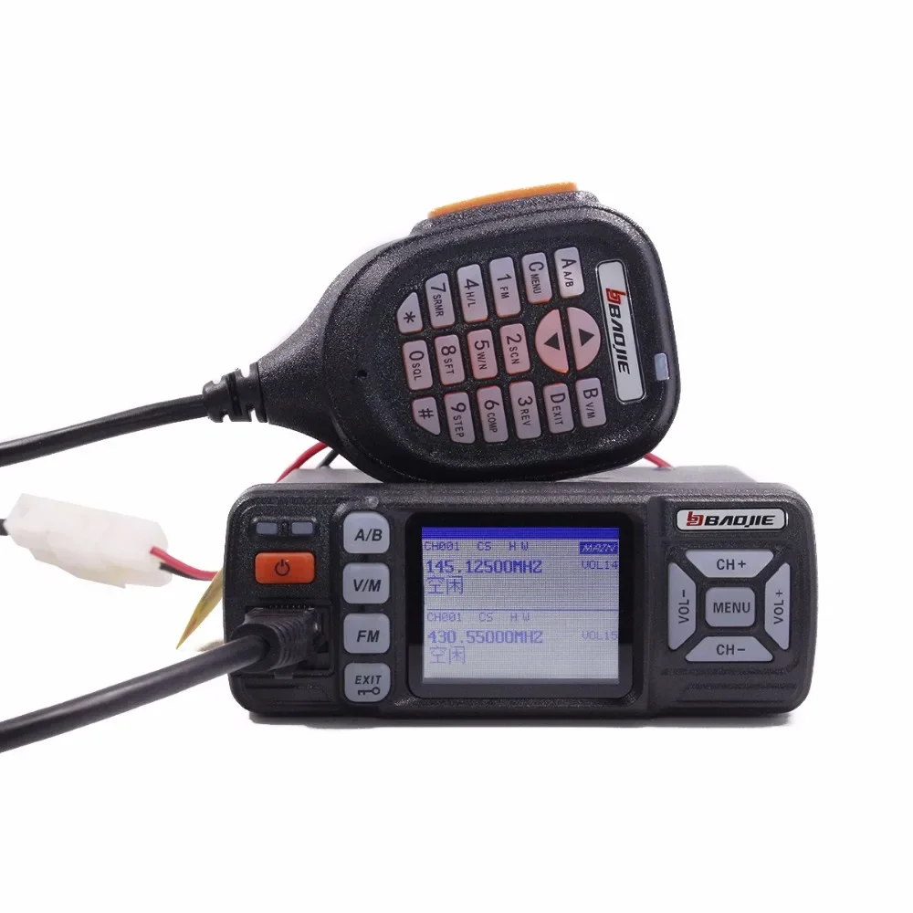 Baojie BJ-318 Mini Vehicle Mount Car Radio Station 256CH 10km 25W Dual Band VHF/UHF Mobile Radio Transceiver