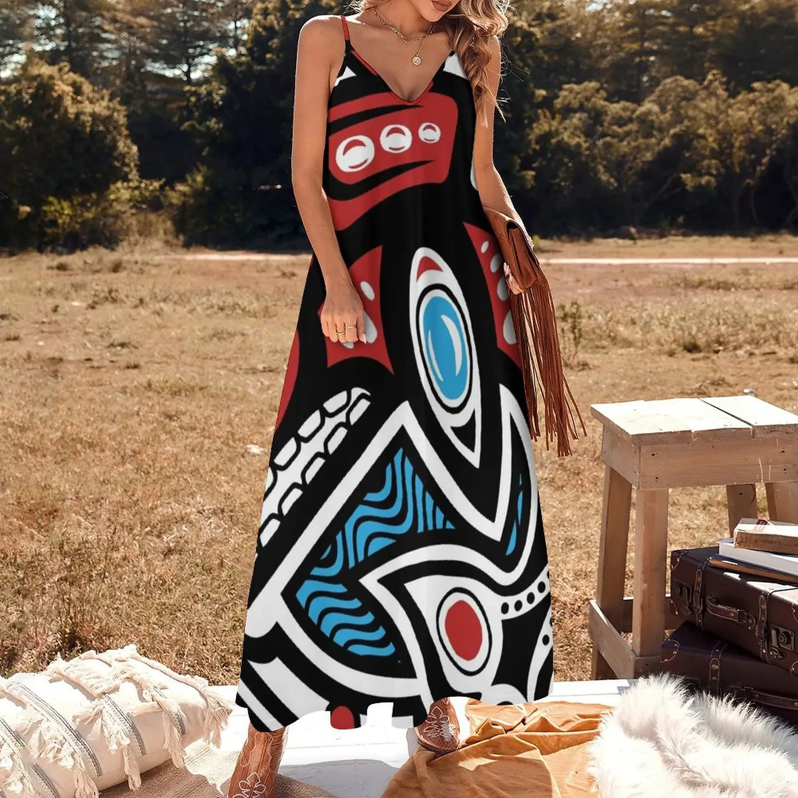 Orca Shamanic Animal Emblem Sleeveless Dress Summer dresses for women birthday dress for women birthday dresses for women