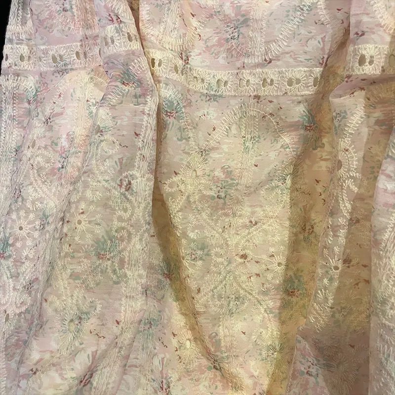 Robe longue brodée à volants pour femmes, robes de soirée, col rond, mince, évider, doux, vintage, femme, été, nouveau, élégant, J400