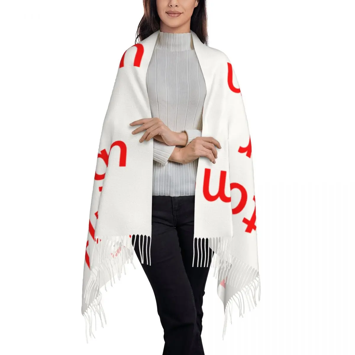 Custom Your Design Scarf Wrap Women Long Winter Fall Warm Tassel Shawl Unisex Customized Logo Printed Scarves