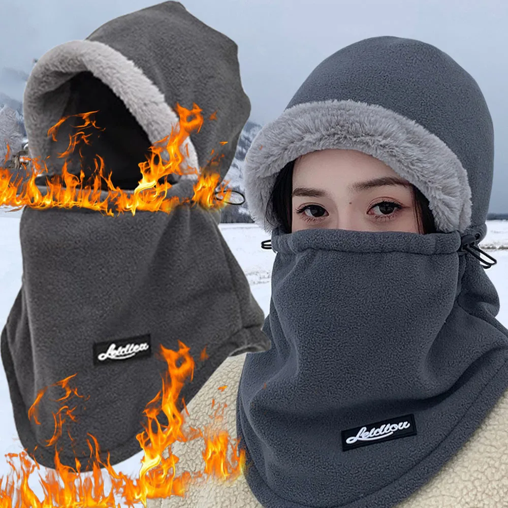 Winter Warm Hat with Mask Outdoor Thick Cycling Cold Protection Hats 3-in-1 Windproof Balaclava for Men Women Neck Warm Cap Gift