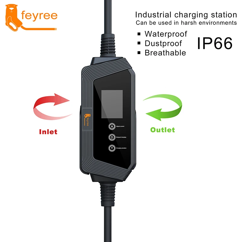 feyree Type1 Portable EV Charger 7KW 32A 1Phase with j1772 Connector Charging holder 5m Cable bag and Charging Box Holder