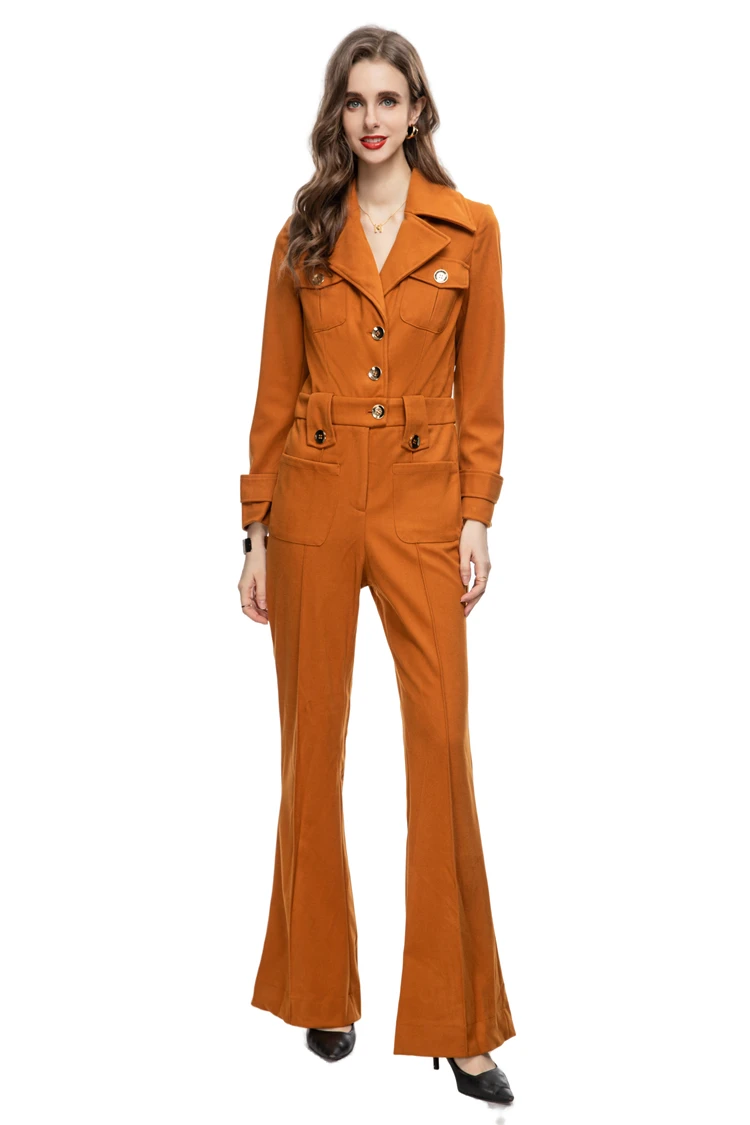 Catwalk Jumpsuits Voor Dames En Rompertjes Met Lange Mouwen En Kanten Strik High Street Fashion Designer Broek