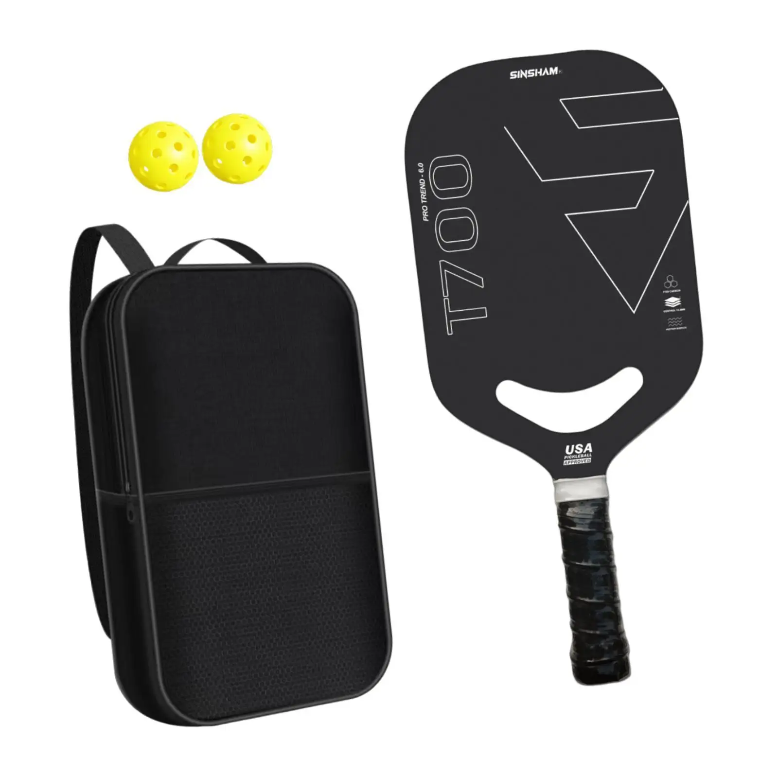 Pagaia da pickleball in fibra di carbonio con comoda impugnatura antiscivolo Pratica racchetta da pickleball per principianti di controllo della consistenza dell'equilibrio