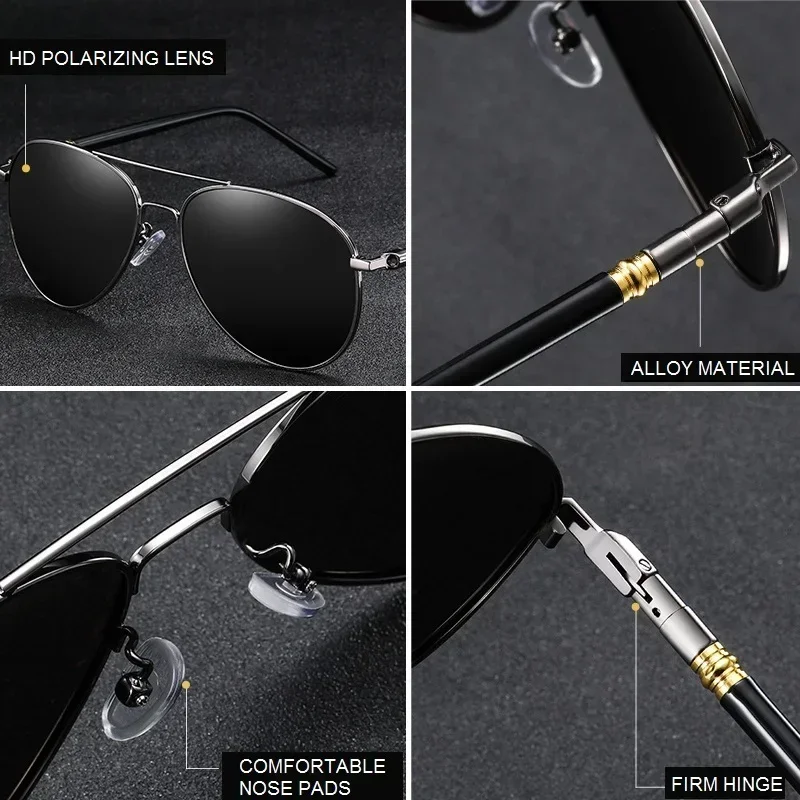 Luxe Piloot Gepolariseerde Zonnebril Mannen Vrouwen Rijden Vissen Retro Zonnebril Merk Designer Mannelijke Metalen Sunglasss Voor Man Uv400