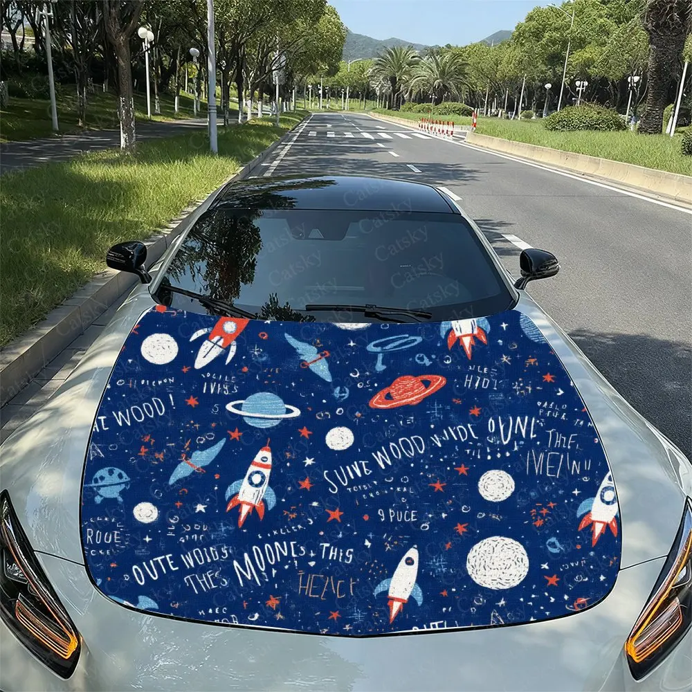 

Childhood Space Rocket Car Hood Stickers, Easy To Remove And Durable Car Parts, PVC Material Hood Stickers, Self-adhesive Waterp