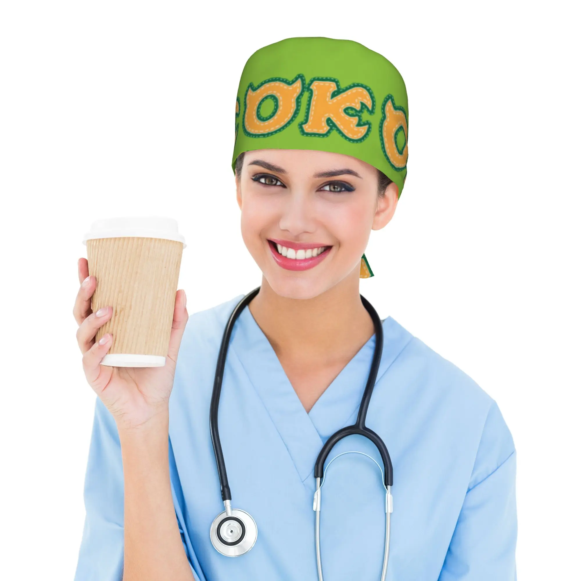 Custom Adjustable M-Monsters Anime University Working Hat Men Women  Surgical Hat Scrub Nursing Doctor Surgeon Cap for Chef