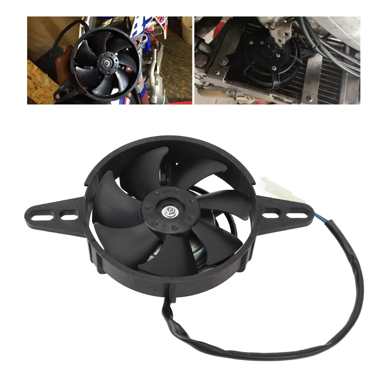 Ventilador eléctrico enfriador de aceite, ventilador de radiador de motocicleta de excelente disipación de calor de hierro fundido con pintura negra de 12V para ATV Quad de 150-250cc