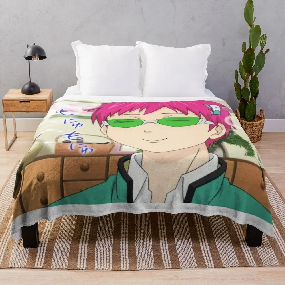 happy saiki Throw Blanket Sofa Personalized Gift Softest blankets ands Blankets