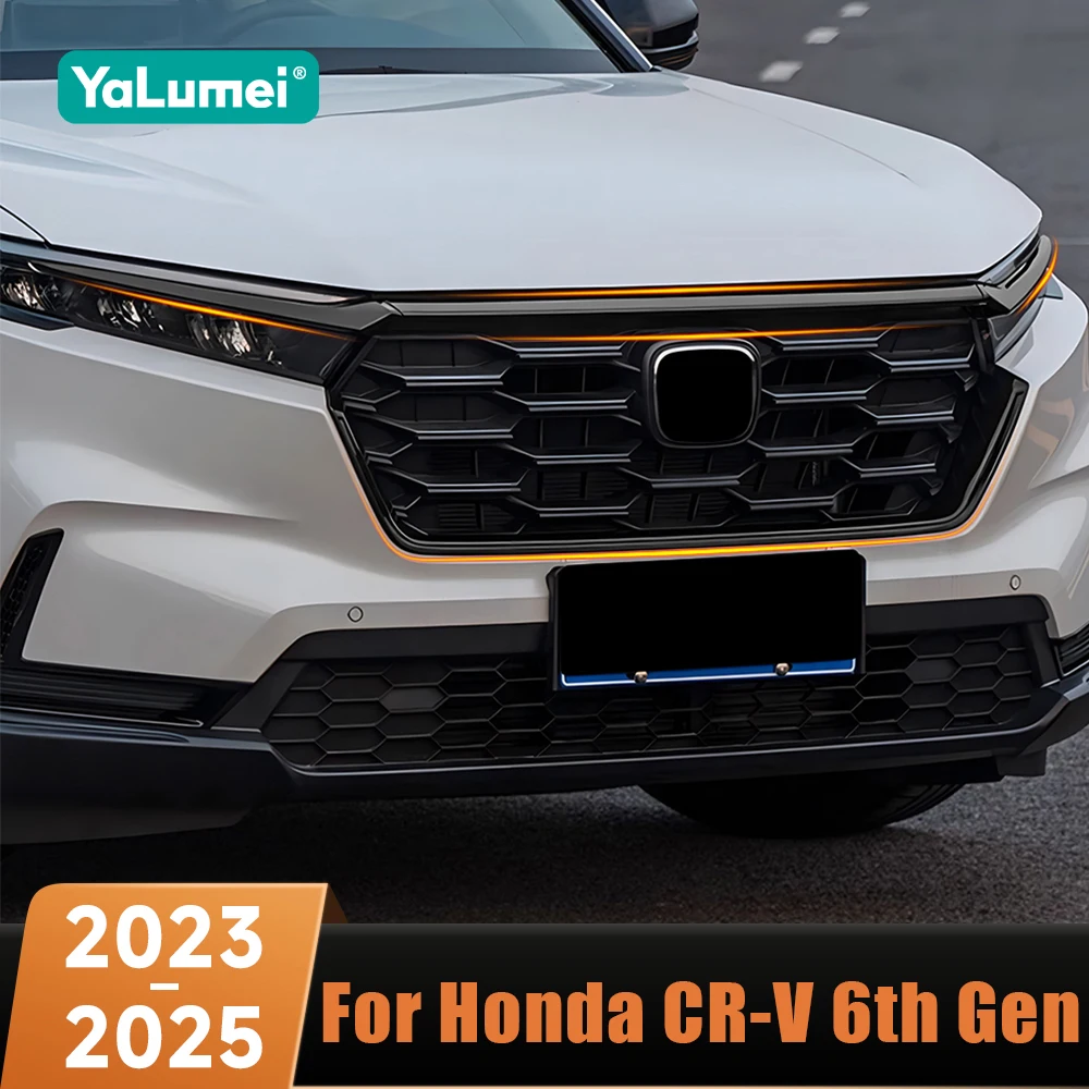 

Передний бампер автомобиля, сетчатая центральная решетка, литая полоса, карбоновые аксессуары для Honda CR-V CRV 6-го поколения 2023 2024 2025 Hybrid