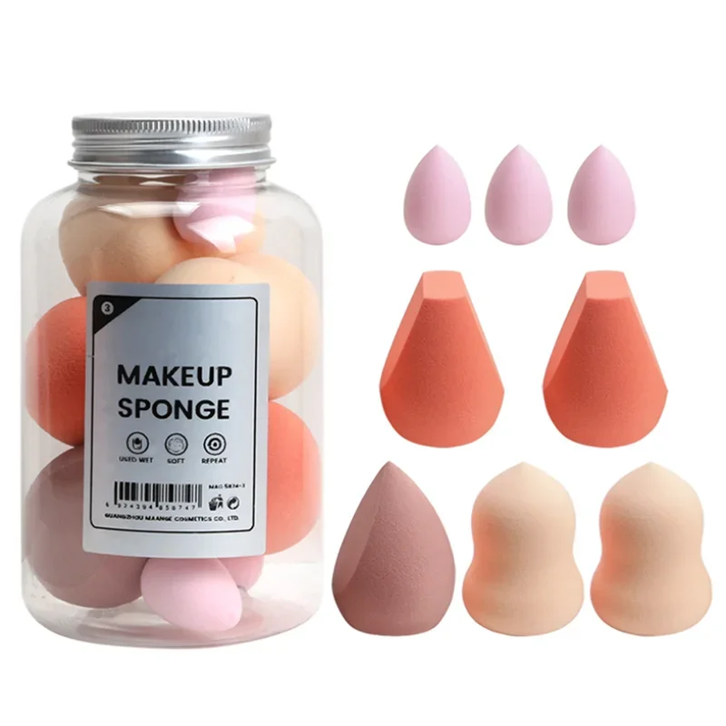 Esponja de maquillaje de doble uso, huevo de belleza seco y húmedo para base, resaltador líquido, colorete, corrector, esponjas en forma de gota de agua, herramienta de maquillaje, 8 Uds.