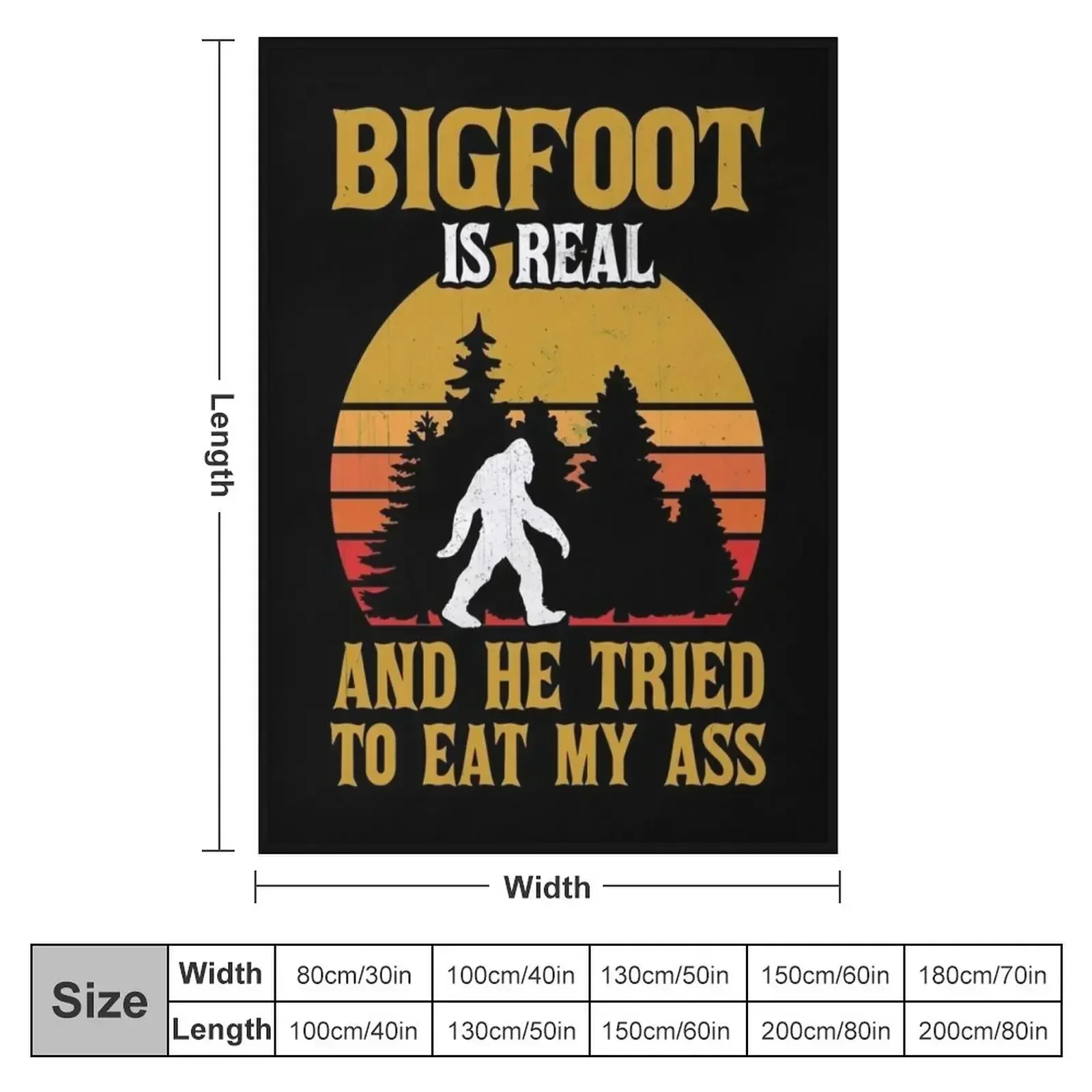 Bigfoot Sasquatch Gift Throw Blanket couch cozy soft plush fuzzy picnic outdoor blanket