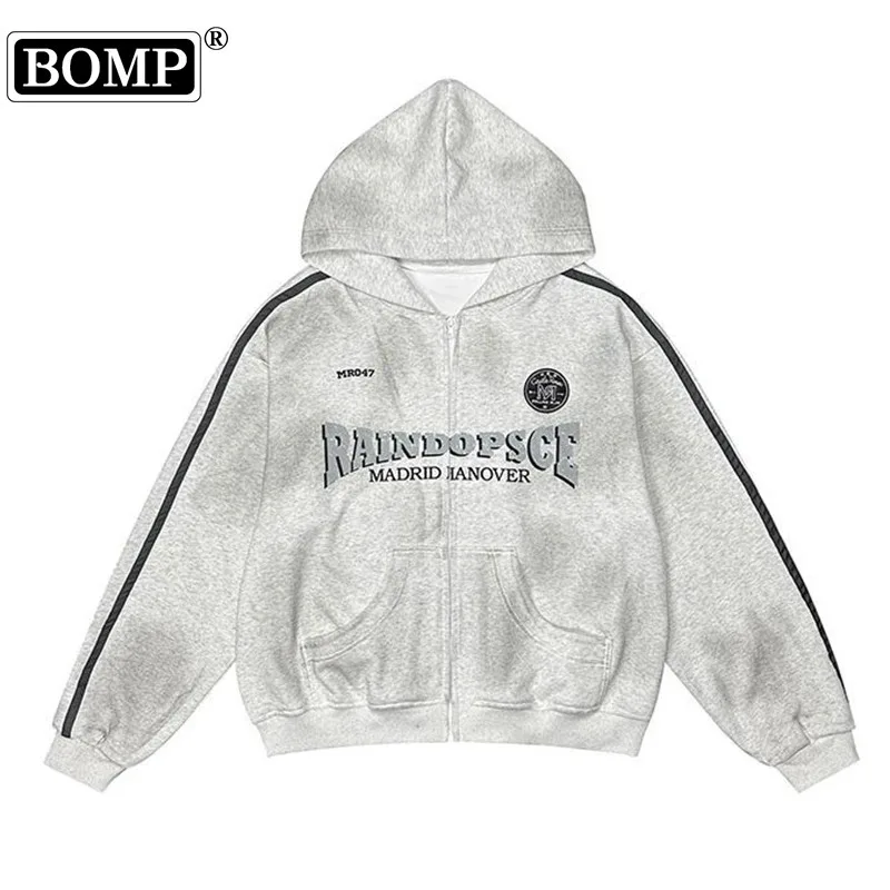 [BOMP] Men's Wear Autumn New American Street Trend Doing Old Dirty Sweatshirt Jacket