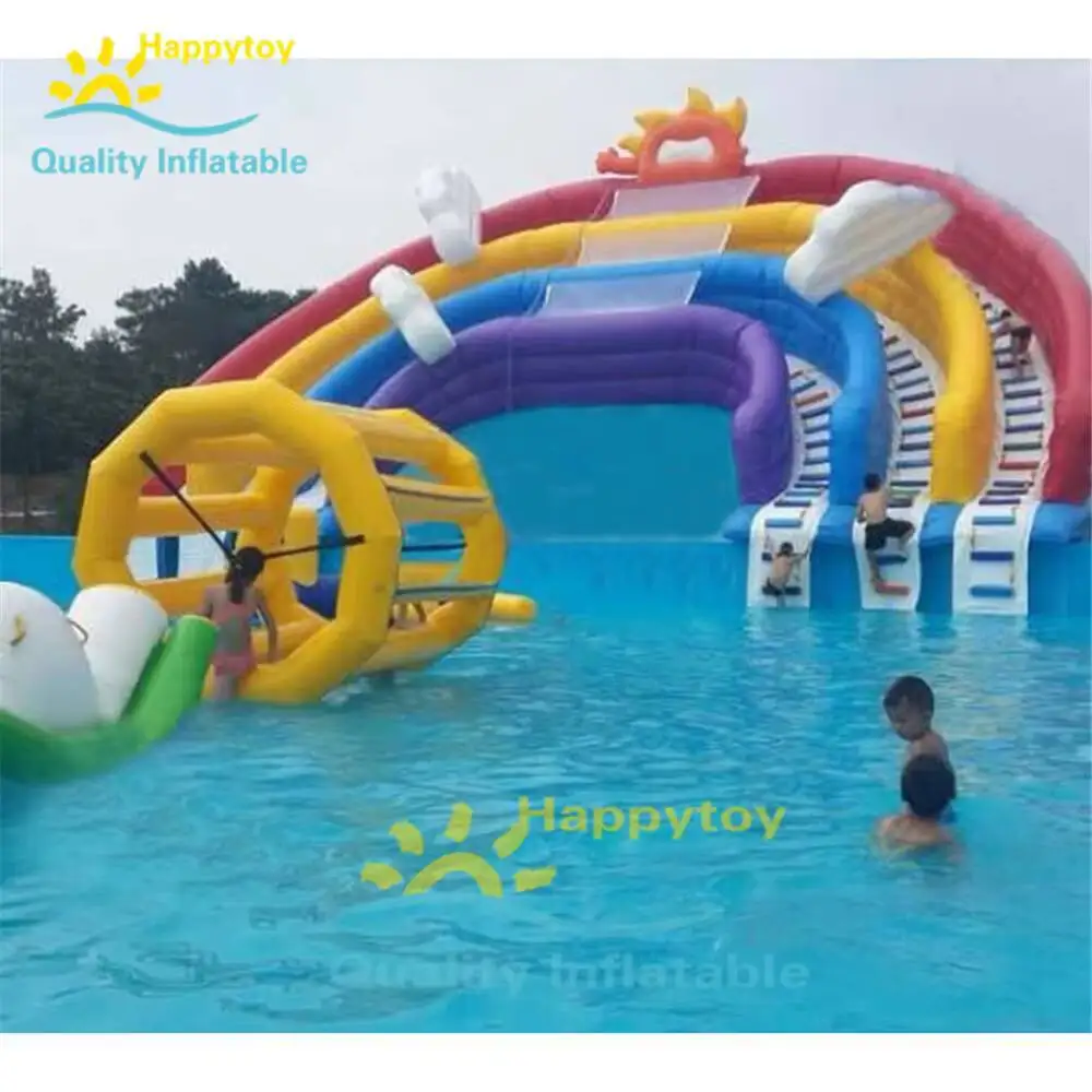 Corrediça inflável da água da associação das pistas do tema do arco-íris da grande associação do quadro para piscinas