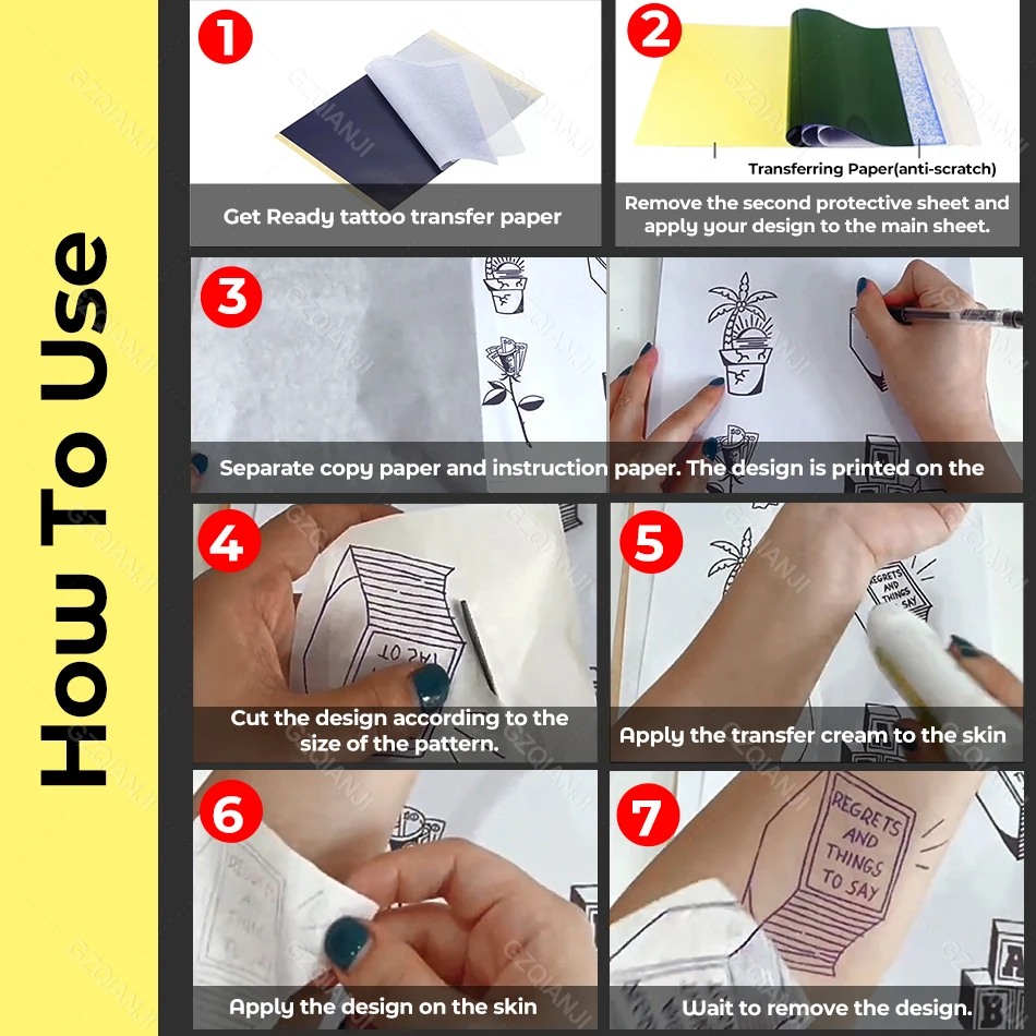 HD 100/50/30/20/10 ชิ้นกระดาษถ่ายโอนรอยสักขนาด A4 รอยสักกระดาษลายฉลุคาร์บอนกระดาษถ่ายเอกสารความร้อนสำหรับเครื่องถ่ายโอนรอยสัก