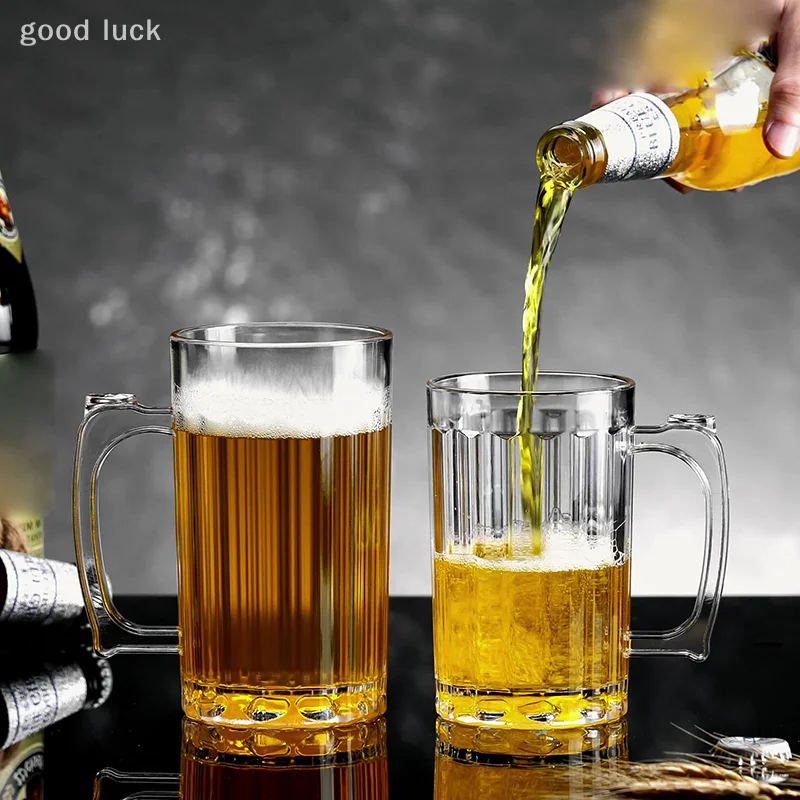 Tasse d'eau transparente en acrylique, 400ml/600ml, 1 pièce, tasse de bière Anti-chute de grande capacité, pour la maison, le bureau, le Bar, le thé, le jus, le café