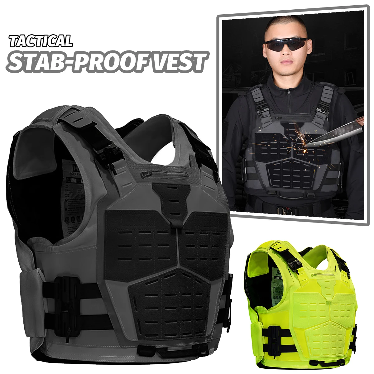 

Tactical Stab Resistant Vest Multifunctional Molle Quick Detachable Training Equipment Wear-Resistant Protection Hunting Vest