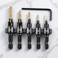 STONEGO 5Pcs Countersink Drill Bit Set Adjustable Chamfered Drilling Tool Kit for Woodworking Pilot Counter Sink Holes