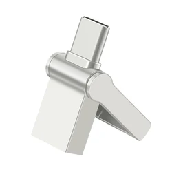 Super Mini TYPE-C USB Flash Drive 64GB Rotatable Metal Pen Drive 32G Free Key Chain Memory Stick Creative Business Gift Pendrive