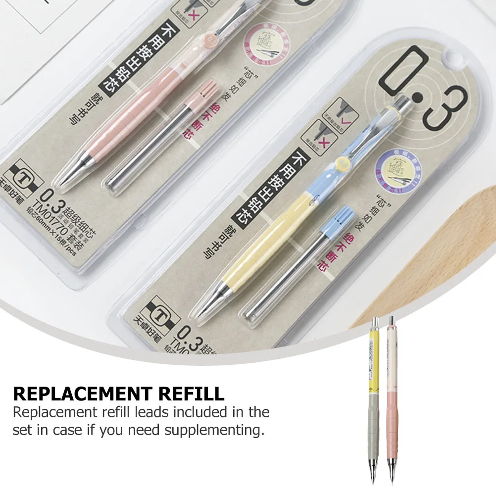 

2 Sets Mechanical Pencils Non slip Lead Draft Office Filling Automatic Drawing Replacement Refill Leads