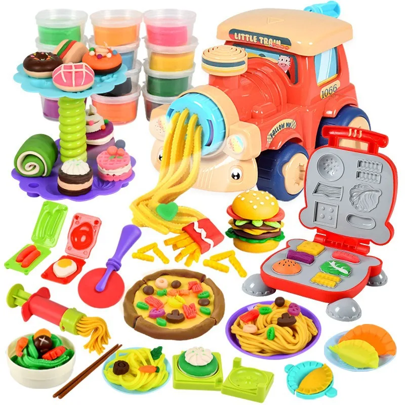 

Small train colored mud noodle machine set, children's play house toy, easy-to-shape flour mud, handmade cup, Play-Doh