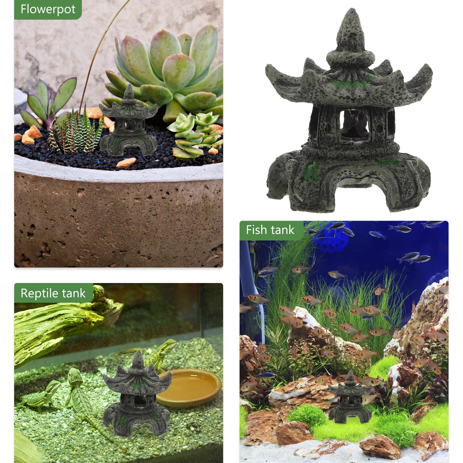 

1pcs Fish Tank Decoration Cave Resin Pavilion Ornament for Aquarium Landscaping Large Temple Hideout Fish Shelter Accessories