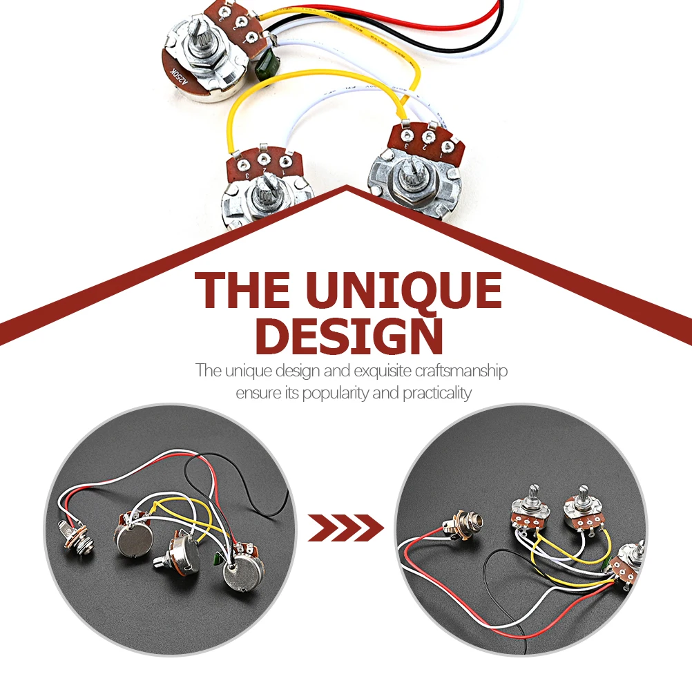 

1Set High Durability Guitar Potentiometer Harness 250k Pots Easy to Carry Metal Parts for Electric Guitar Pickup Wiring Harness