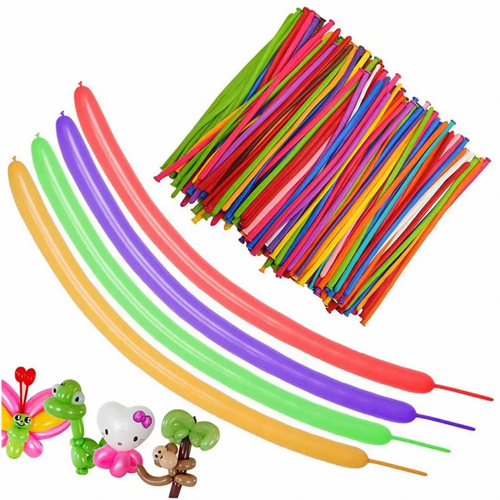 100pcs Long Balloon Ceremony Decorations Emulsion Mixed Colors Unblown Length 26cm Latex Traditional Modelling