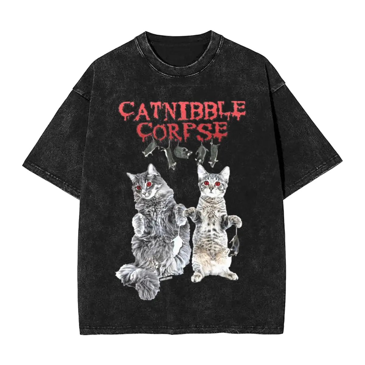 Washed T Shirt Catnibble Cannibal Corpse Hip Hop Vintage T-Shirt Oversize Streetwear Summer Tops Tee Shirt for Men Women