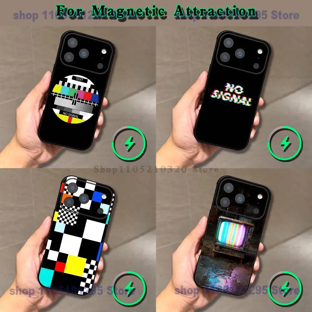 No Signal TV  Phone Case For iPhone 18 17,16,15,14,13,12,11,Pro,Max,Plus,E,Air,Mini Magnetic Magsafe Frosted