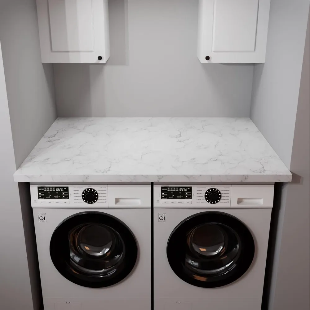 ورق اتصال قابل للتقشير واللصق من الرخام الأبيض مقاوم للماء لأسطح الكونترتوب، مقاس 30 × 400 بوصة، سهل الاستخدام، لاصق يدوم طويلاً #5