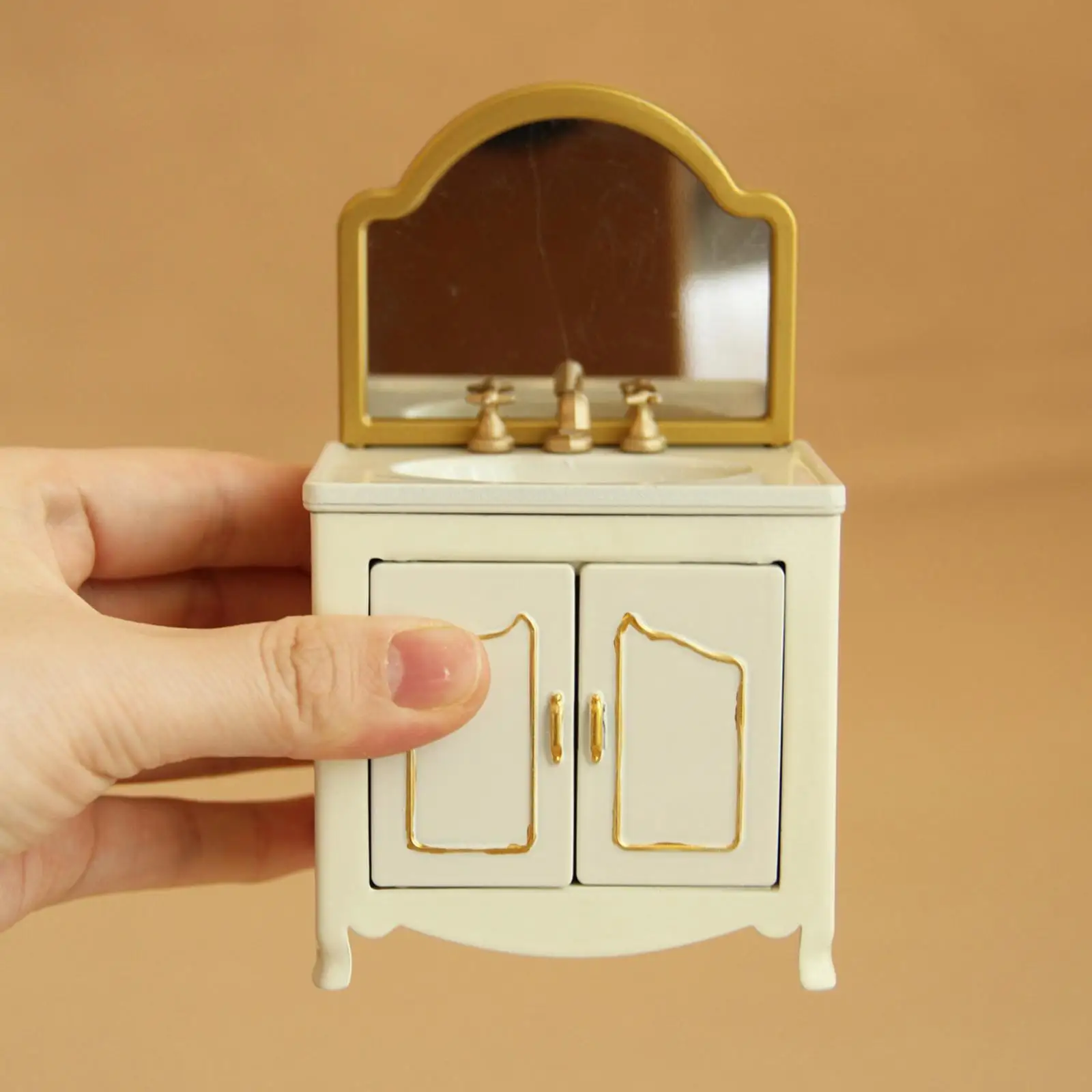 Mini Bathroom Cabinet for 1/12 Dolls Playset Model Dollhouse Accessory