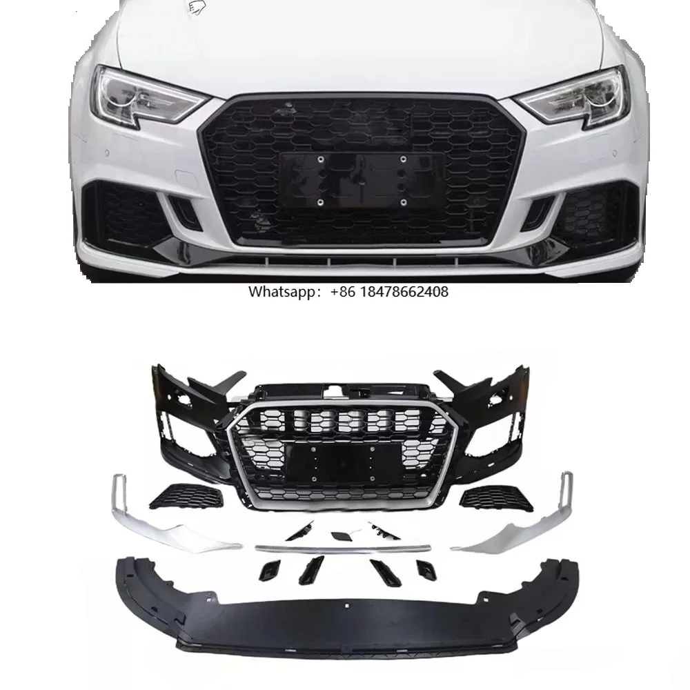 

Factory Auto Bumper Parts A3 S3 Upgrade RS3 Front Bumper with Grille A3 S3 Body Kit for A3 S3 2017 2018 2019 Car Body Kit