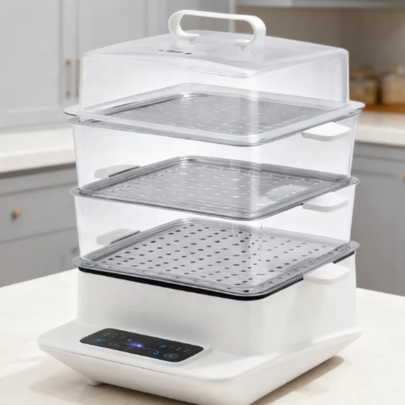 8L Electric Steam Cook Combo Pot 3-Layer Food-Grade Liner Anti-Dry Burning Digital Control High Efficiency Energy Class
