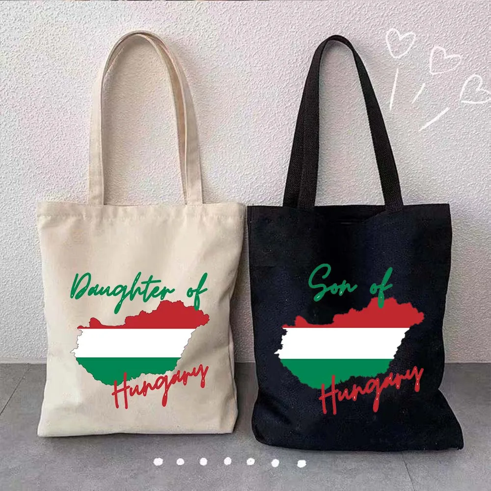 Budapest Węgry Herb Flaga Miłość Mapa kraju Węgierski chłopiec Dziewczyna Shopper Bawełniane płótno Totes Torba na ramię