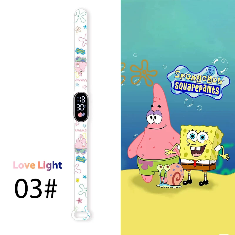 Relojes de Bob Esponja de dibujos animados para niños, reloj LED cuadrado de Anime para niños, pulsera táctil de juguete, reloj inteligente