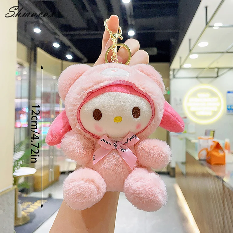 12CM Cute Sanrio Plush Keychain For Children Hello Kitty Pendant Kuromi Cartoon Key Chain Backpack Decoration Gifts For Girl Toy