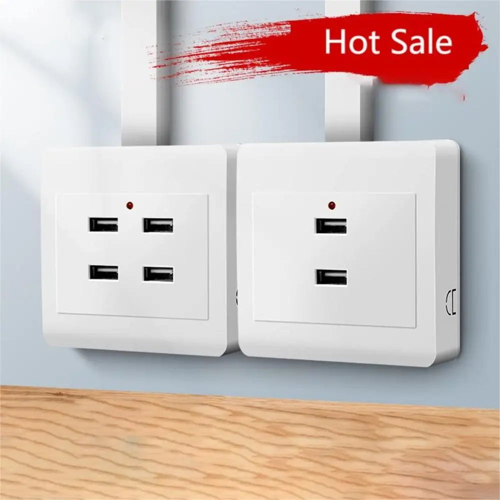 2/4 Ports 220V to 5V Wall Mounting USB Charger Station Power Adapter Plug Outlet Electrical Socket